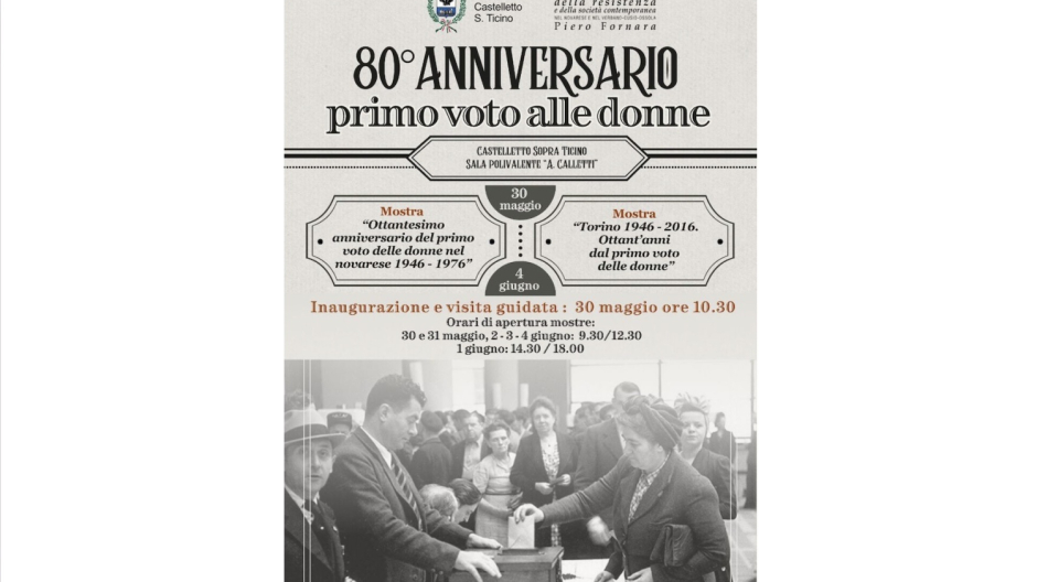 Castelletto Ticino, iniziative per l’80° anniversario del primo voto delle donne